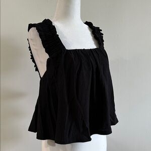 H&M Black Flowy Ruffle Strap Women’s Tank Top w/ Back Tie XS